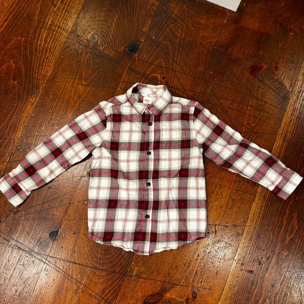Gymboree‎ Red, Green and White Plaid Button Down Shirt- 5T- Holiday